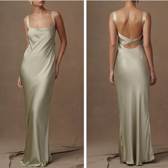 Meshki | Dresses | Meshki Sage Satin Maxi Dress Ensley | Poshmark